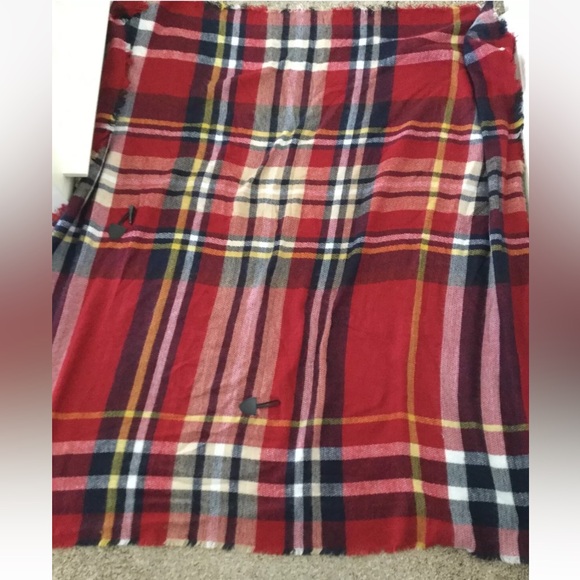 NEW Grace & Lace Red Plaid Blanket Scarf.  58” x58” - Picture 1 of 8